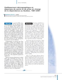 Vieillissement démographique et dépenses de santé et de soins de longue durée au Québec, 1981-2051 - article ; n°2 ; vol.1, pg 155-171