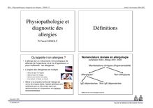 MIA Physiopathologie et diagnostic des allergies ITEM Année Universitaire