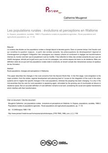 Les populations rurales : évolutions et perceptions en Wallonie - article ; n°3 ; vol.4, pg 11-18