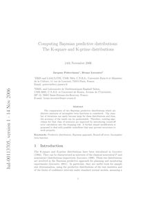 Computing Bayesian predictive distributions: The K square and K prime distributions