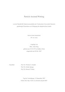 Particle assisted wetting [Elektronische Ressource] / vorgelegt von Ailin Ding