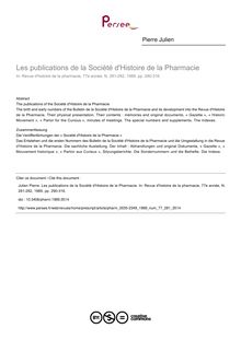 Les publications de la Société d Histoire de la Pharmacie - article ; n°281 ; vol.77, pg 290-316
