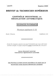 Physique appliquée 2000 BTS Contrôle industriel et régulation automatique