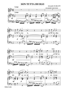 Partition complète (haut), Son tutta duolo, Scarlatti, Alessandro