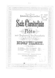 Partition No. 1-5: flûte et partition de piano, 6 Charakterstücke, Op.32