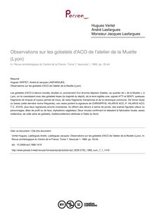 Observations sur les gobelets d ACO de l atelier de la Muette (Lyon) - article ; n°1 ; vol.7, pg 35-44