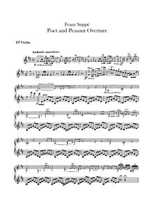 Partition violons I, II, Dichter und Bauer (Poet et Peasant), Lustspiel in 3 Akten