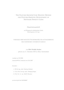 The feature architecture mapping method for feature oriented development of software product lines [Elektronische Ressource] / von Periklis Sochos
