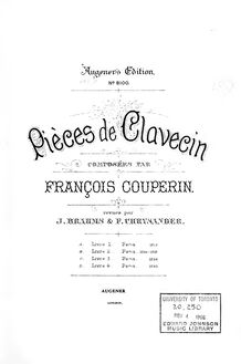 Partition complète, Second Livre de Pièces de Clavecin, Couperin, François par François Couperin