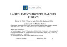 LA RÉGLEMENTATION DES MARCHÉS PUBLICS