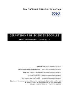 DÉPARTEMENT DE SCIENCES SOCIALES