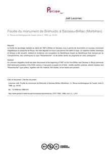 Fouille du monument de Brehuidic à Sarzeau-Brillac (Morbihan) - article ; n°1 ; vol.5, pg 45-54