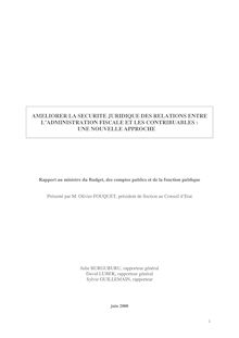 Rapport d Olivier Fouquet - Rapport au ministre du Budget, des ...