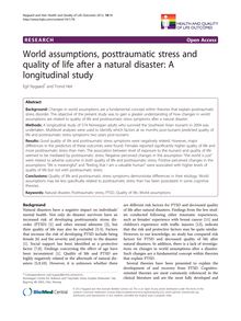 World assumptions, posttraumatic stress and quality of life after a natural disaster: A longitudinal study