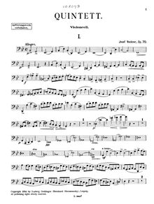 Partition de violoncelle, Piano quintette, Quintett (B dur) für Klavier, zwei Violinen, Viola und Violoncell, Op. 70.