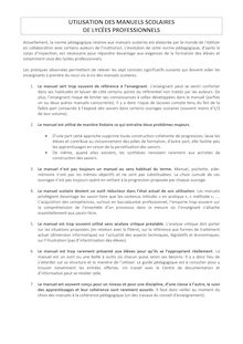 UTILISATION DES MANUELS SCOLAIRES DE LYCÉES PROFESSIONNELS