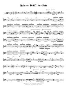 Partition violon, quintette pour Piano et violon, viole de gambe, violoncelle et contrebasse
