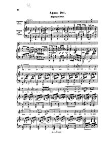Partition , Agnus Dei -, Messe solennelle, Messe solennelle à 4 Voix (Soli et Choeurs) av. Org. ou Orch.