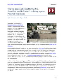 The bin Laden aftermath: The U.S. shouldn't hold Pakistan's ...