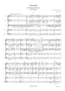 Partition complète, Serenade pour corde orchestre, Op.20, Elgar, Edward par Edward Elgar