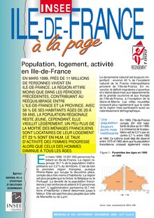 Population, logement, activité en Ile-de-France
