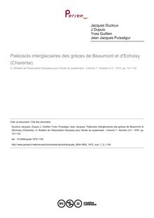 Paléosols interglaciaires des grèzes de Beaumont et d Echoisy (Charente) - article ; n°2 ; vol.7, pg 121-133