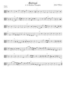 Partition ténor viole de gambe, alto clef, madrigaux - Set 1, Wilbye, John par John Wilbye