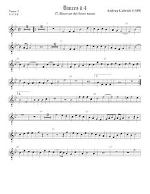 Partition ténor viole de gambe 2, octave aigu clef, Ricercar del sesto tuono