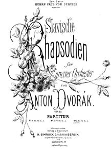 Partition No.3 en A♭ major, Slavonic Rhapsodies, Slovanské rapsodie par Antonín Dvořák