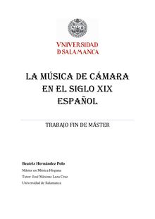 La música de cámara en el siglo XIX español