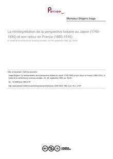 La réinterprétation de la perspective linéaire au Japon (1740-1830) et son retour en France (1860-1910) - article ; n°1 ; vol.49, pg 29-45