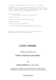 Love s Meinie - Three Lectures on Greek and English Birds