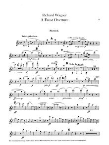 Partition flûte 1, 2, Piccolo, Eine Faust-Ouvertüre, D minor, Wagner, Richard