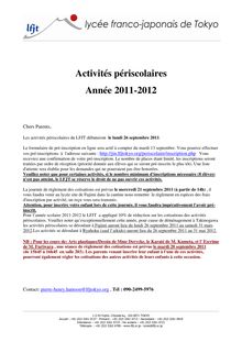 Activités périscolaires Année 2011-2012