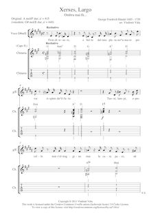 Partition voix (G#m/E), guitare (F#m/D), Serse, Xerxes, Handel, George Frideric