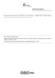 Cours internationaux d été de Toumliline : 1956-1957-1958-1959  ; n°1 ; vol.9, pg 81-94