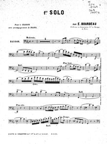 Partition basson , partie, Premier solo de basson, C minor, Bourdeau, Eugène
