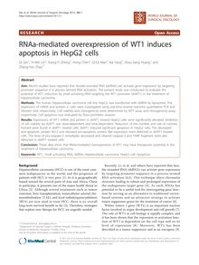 RNAa-mediated overexpression of WT1 induces apoptosis in HepG2 cells