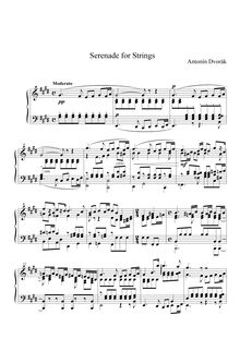 Partition , Moderato, Serenade pour cordes, Smyčcová serenáda, Dvořák, Antonín