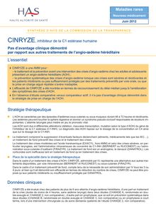 CINRYZE - Synthèse d avis CINRYZE - CT12045