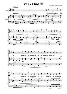 Partition complète (haut), Cara e dolce, Scarlatti, Alessandro