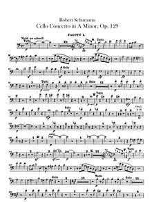 Partition basson 1, 2, violoncelle Concerto, A Minor, Schumann, Robert