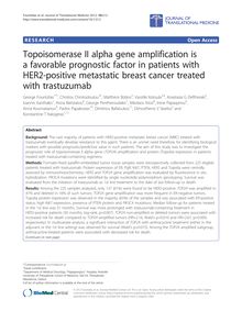 Topoisomerase II alpha gene amplification is a favorable prognostic factor in patients with HER2-positive metastatic breast cancer treated with trastuzumab