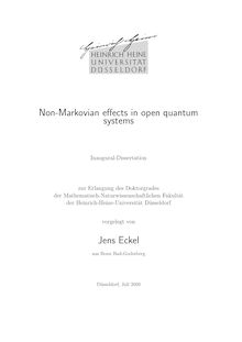 Non-Markovian effects in open quantum systems [Elektronische Ressource] / vorgelegt von Jens Eckel