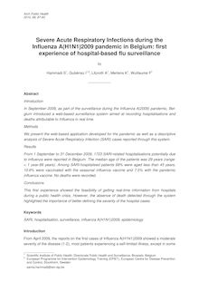 Severe acute respiratory infections during the influenza A(H1N1)2009 pandemic in Belgium: first experience of hospital-based flu surveillance