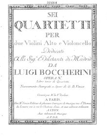 Partition violoncelle, 6 corde quatuors, G.171-176 (Op.9), Boccherini, Luigi