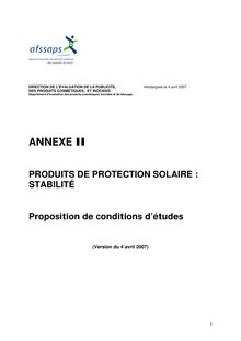 Stabilité des produits de protection solaire : annexe II 19/06/2007