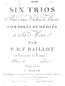 Partition violon II, , partie II (Trios 4-6), Trios pour Two violons et basse, Op.1