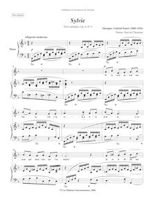 Partition No.3 - Sylvie (Original key, F major), 3 chansons, Op. 6
