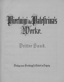 Partition complète, Motettorum – Liber Tertius, Palestrina, Giovanni Pierluigi da